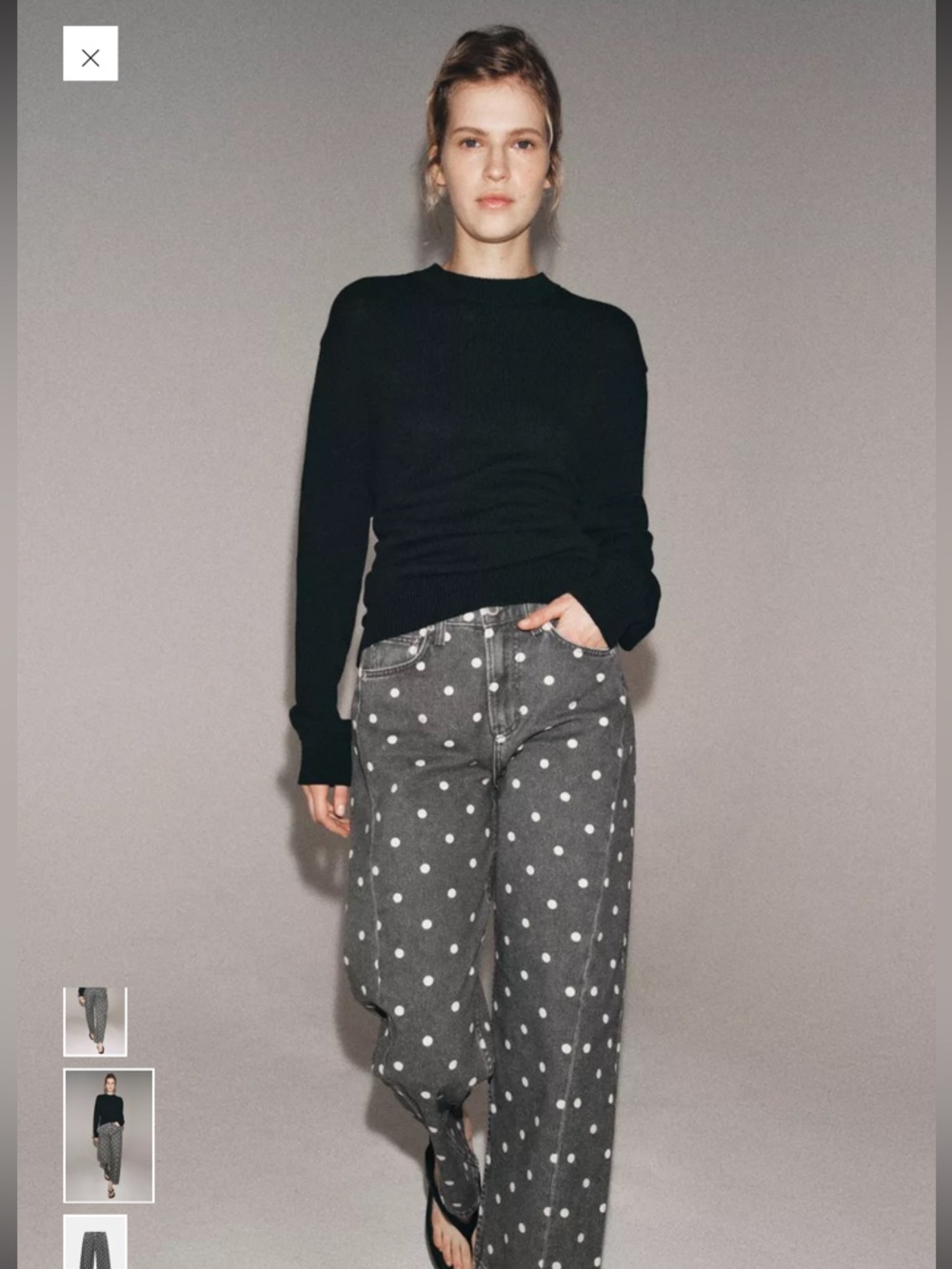 Zara Charcoal Polka Dot Jeans NWT size US6